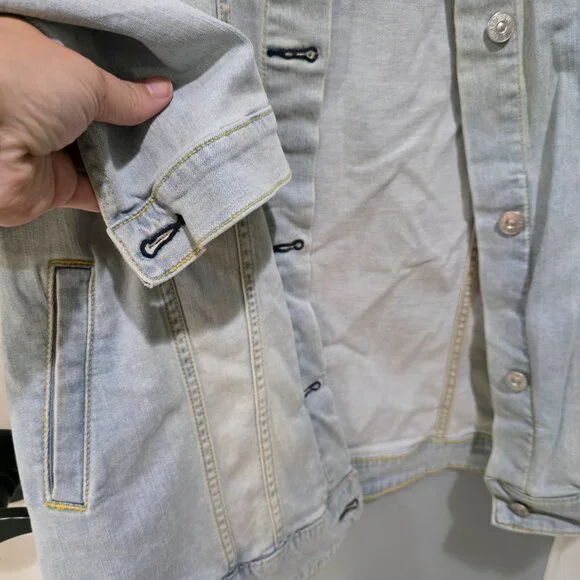 LuLaRoe Jean Jacket Size XL Light Blue Stretch Denim Casual Layering Piece - Picture 7 of 10